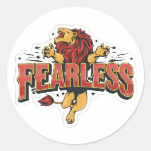 Ett fearless-dekal i ord runt klistermärke