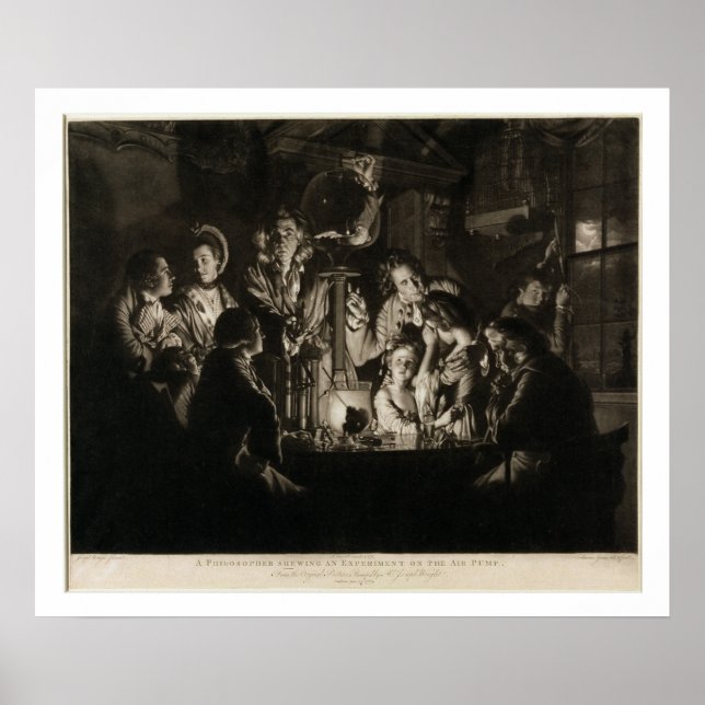 Ett filosopher Shewing a Experiment on Luft Pum Poster (Framsidan)