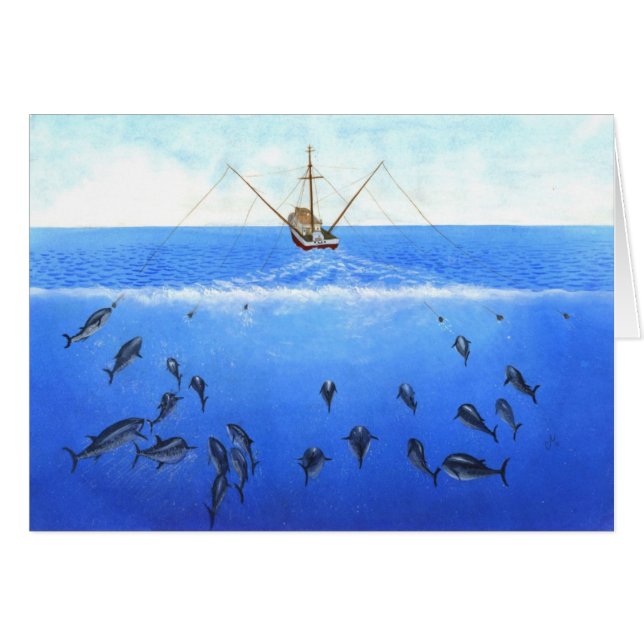 Ett fiska med drag i fartyg hälsningskort (Framsidan Horizontal)