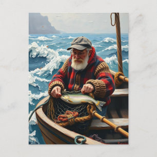 Ett fiske på havet-tema för att hålla kontakten vykort