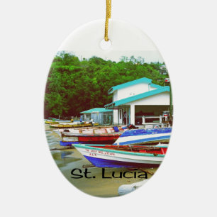 Ett fiskeläge i St Lucia Julgransprydnad Keramik