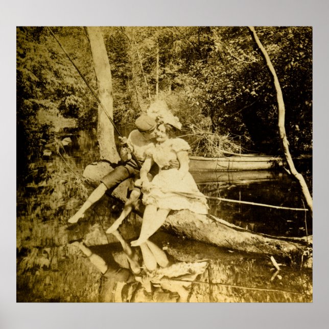 Ett fiskespill - Vintage stereovy Poster (Framsidan)