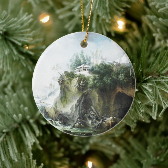 Ett flodlandskap på vintern, Francesco Foschi Julgransprydnad Keramik (Träd)