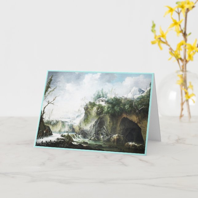 Ett flodlandskap på vintern, Francesco Foschi Kort (Gul blomma)