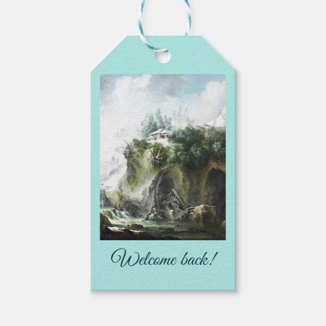 Ett flodlandskap på vintern, Francesco Foschi Presentetikett (Framsidan)