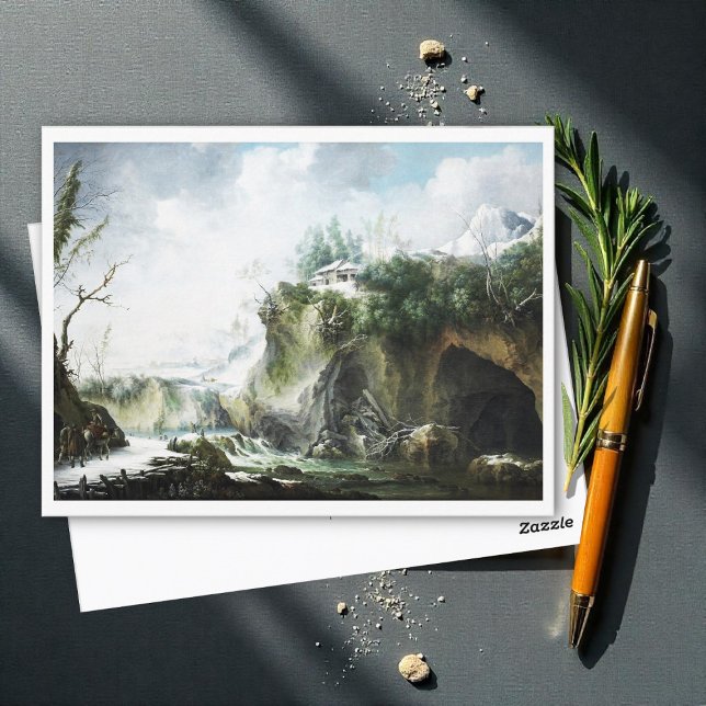 Ett flodlandskap på vintern, Francesco Foschi Vykort (Skapare uppladdad)