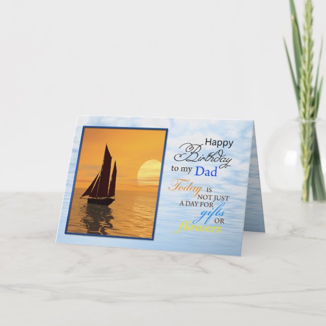 Ett födelsedagskort för Pappa. En segling av yacht Kort (Framsida)
