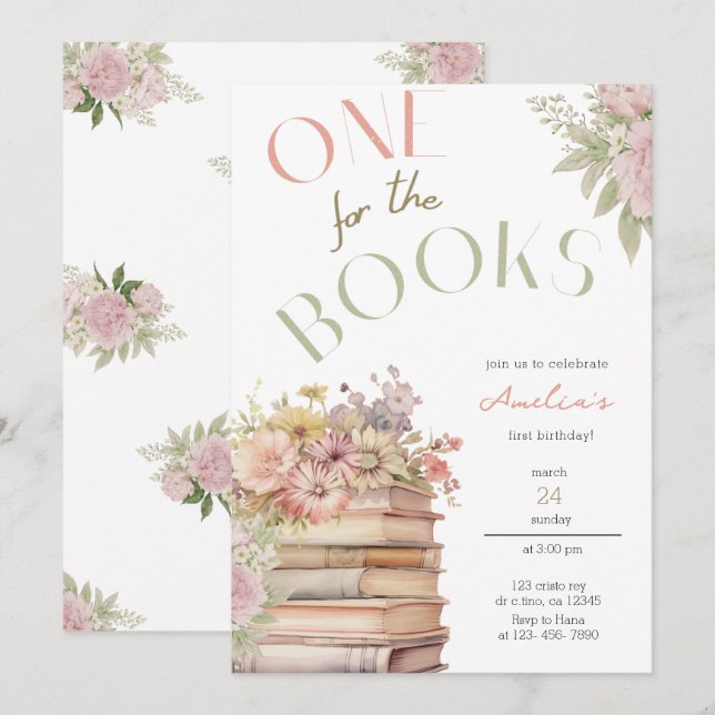 Ett för Bokar:s första födelsedagsinbjudan Inbjudningar (Fram/baksida)