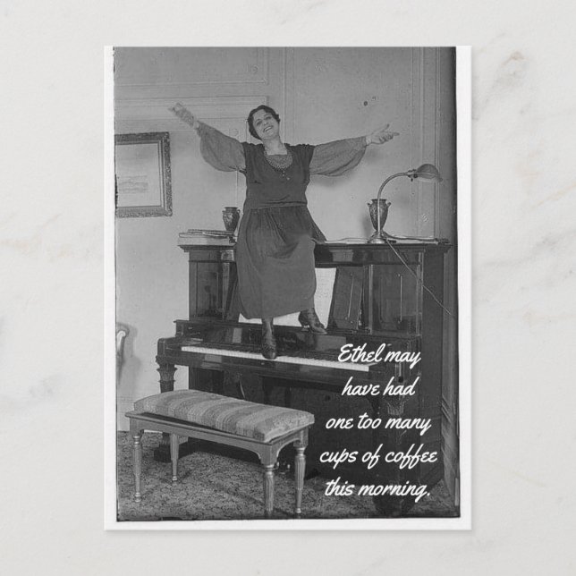 Ett för mycket Kopp av vykort för kaffe (Framsida)