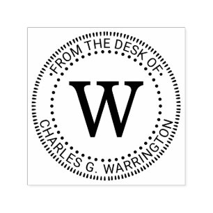 Ett första Brev-monogram "från skrivbordet" Självfärgande Stämpel