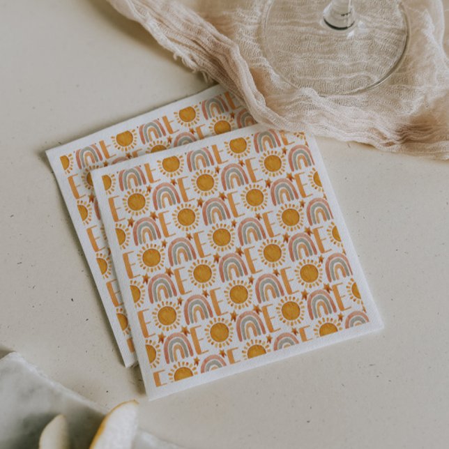 Ett första födelsedag: vattenfärg Boho Rainbow och Pappersservett (Skapare uppladdad)