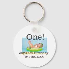 Ett första födelsedagfoto, modernt lägg till namn nyckelring