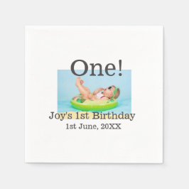 Ett första födelsedagfoto, modernt lägg till namn pappersservett