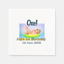 Ett första födelsedagfoto, modernt lägg till namn pappersservett