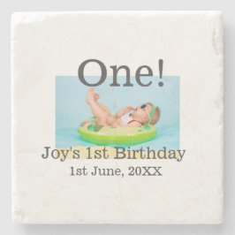 Ett första födelsedagfoto, modernt lägg till namn stenunderlägg