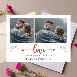 Ett foto av enkel Elegant Kärlek valentins dag par Julkort