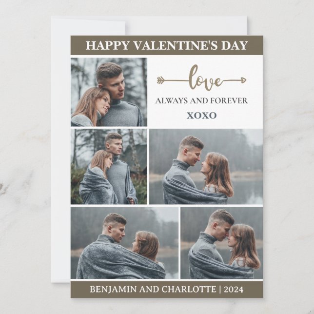 Ett foto av enkel Elegant Kärlek valentins dag par Julkort (Framsida)