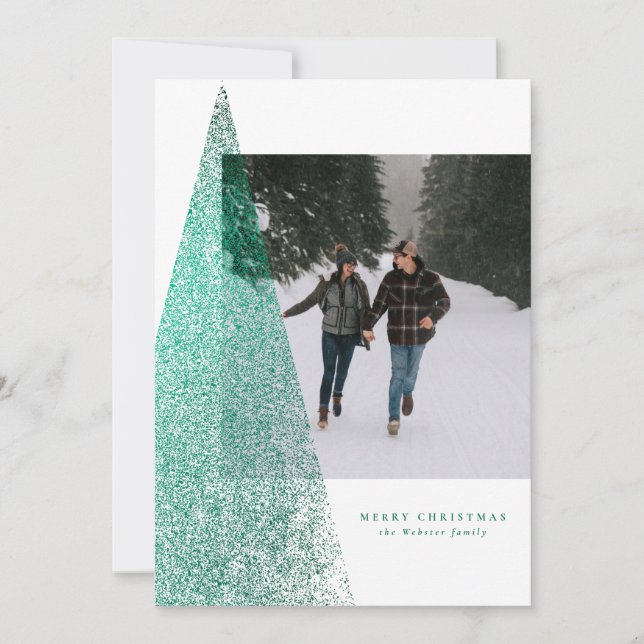 Ett foto av modern grönt i Julgran Julkort (Framsida)