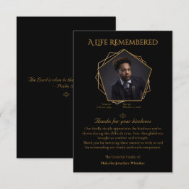 Ett foto med varm brun text på svart bakgrund tack kort