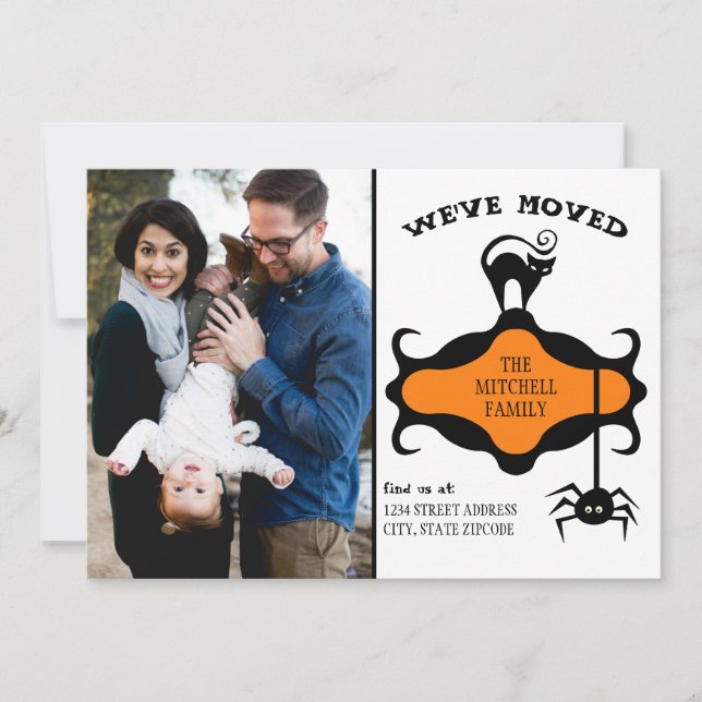 Ett foto Nytt adress Halloween-Vi har flyttat Meddelande (Framsida)