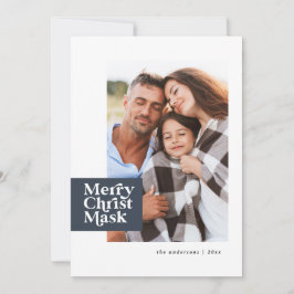Ett foto på en romersk mask i modern typografi julkort