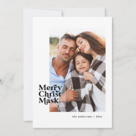 Ett foto på en romersk mask i modern typografi julkort