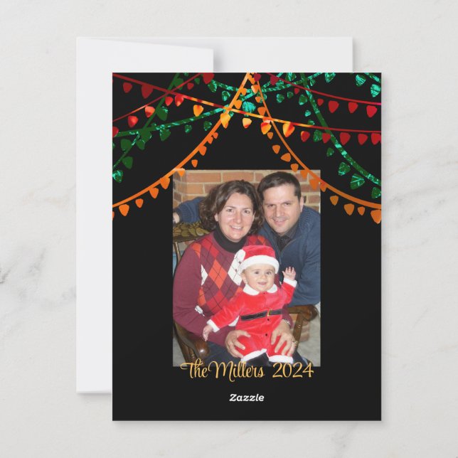 Ett foto-unikt färgat jultomte Ljus Merry Julkort (Baksida)