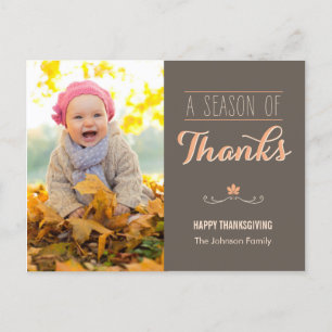 Ett fotokort för Thanksgiving av tacksäsong Helg Vykort