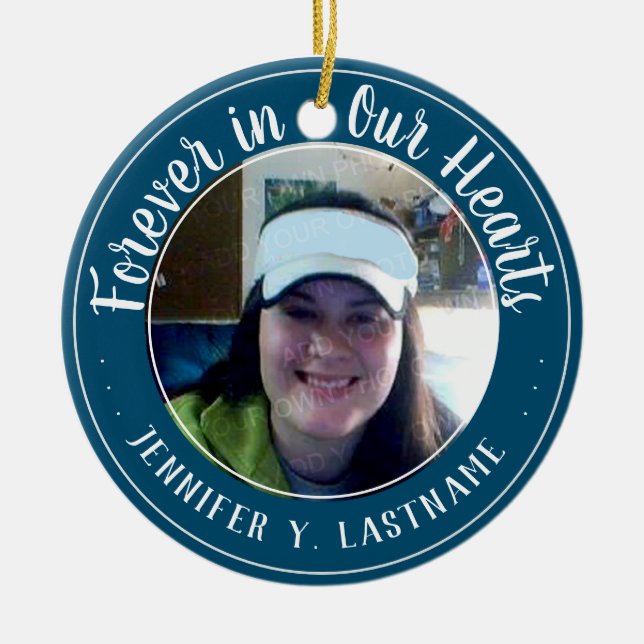 Ett fotominne i våra hjärtan julgransprydnad keramik (Framsidan)