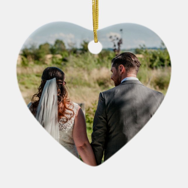 Ett fotomote som du har bredvid dig hjärta julgransprydnad keramik (Framsidan)