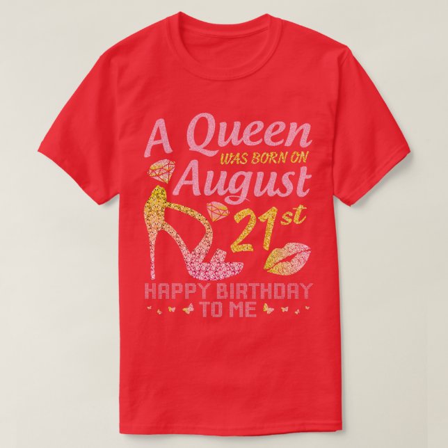 Ett fött den 21 augusti i Grattis på födelsedagen  T Shirt (Design framsida)