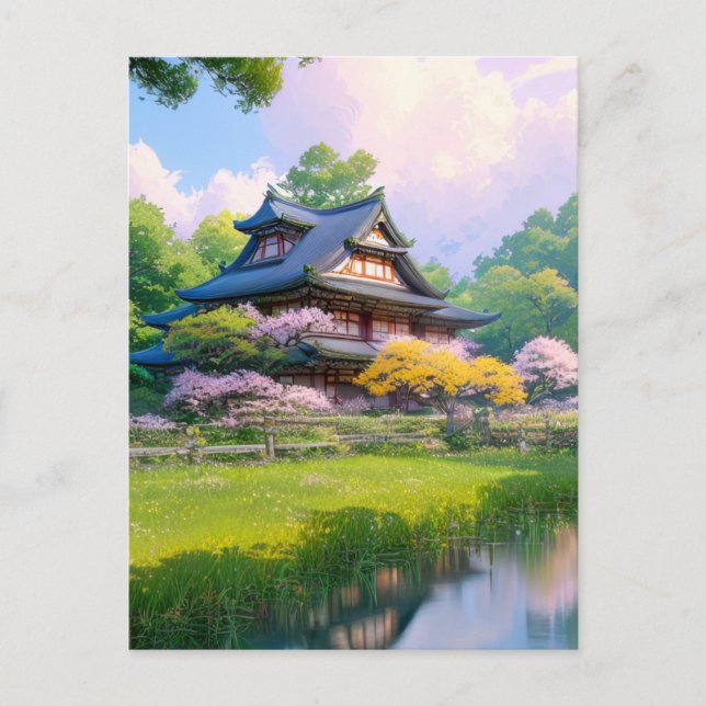 Ett fredligt retreat i naturens hjärta vykort (Framsida)