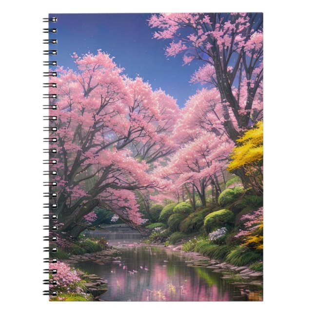 Ett fredligt strömmande medel genom en lush-skog anteckningsbok (Framsidan)