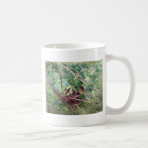 Ett fullt bo, föräldrar och babyfåglar kaffemugg