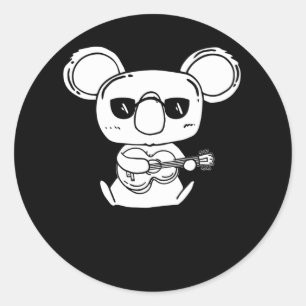 Ett fyra String Ukulele-instrument med Koala Runt Klistermärke