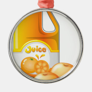 Ett gal. av orange fruktsaft julgransprydnad metall