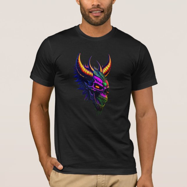 Ett galet skrämmande ont demonskelett  t shirt (Framsida)