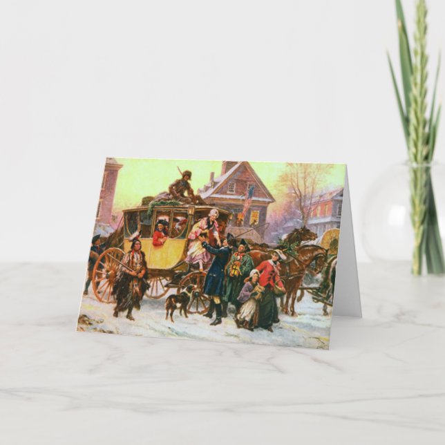 Ett gammalmodigt julkort i staden helgkort (Framsida)