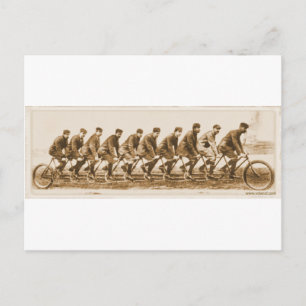 Ett gammalt foto med vintagen Tandem Bicycle Vykort