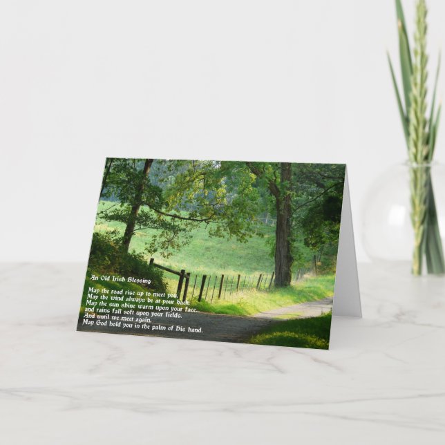 Ett gammalt irländskt välsignelse.-Grön landskap Kort (Framsida)