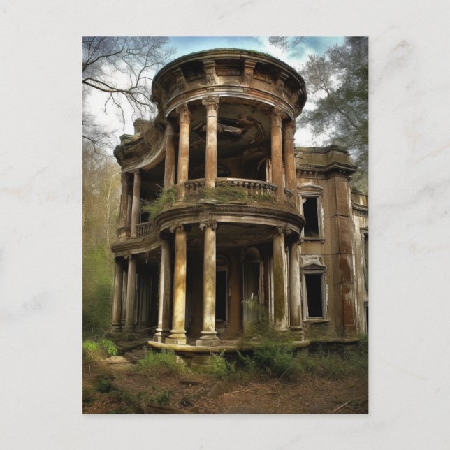 Ett gammalt övergivet landsbygdshus vykort (Framsida)