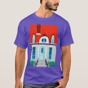 Ett gammalt stadshus med rött tak t shirt