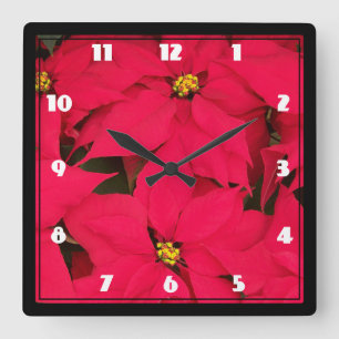 Ett gäng Brighly Färgad jul Poinsettias Fyrkantig Klocka