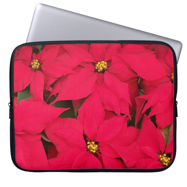 Ett gäng Brighly Färgad jul Poinsettias Laptop Fodral (Framsidan)