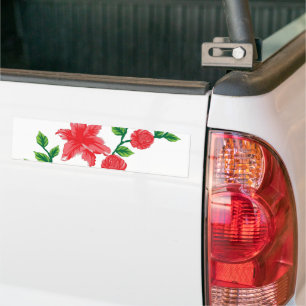 Ett gäng röda blommor på vit bakgrund bildekal