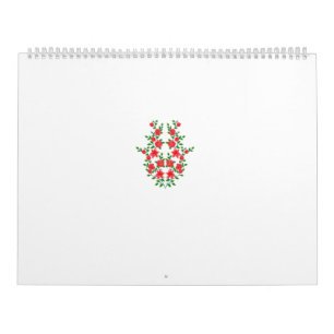 Ett gäng röda blommor på vit bakgrund kalender