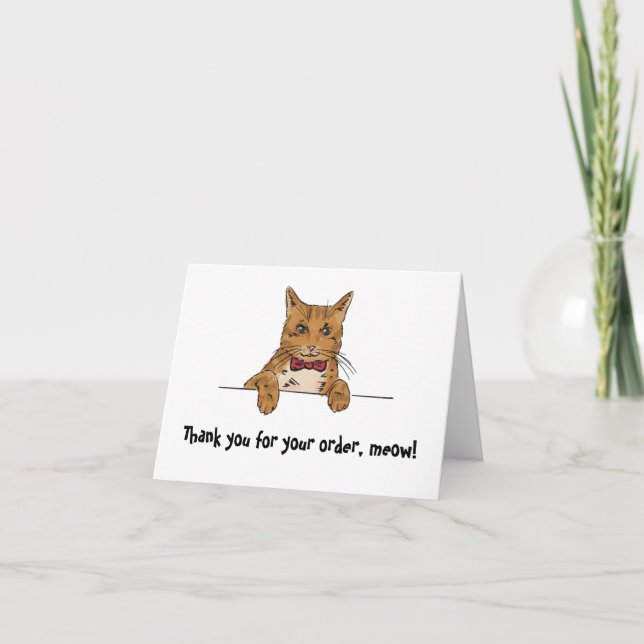 Ett Ginger Cat-mappat orderkort för Tack (Framsida)