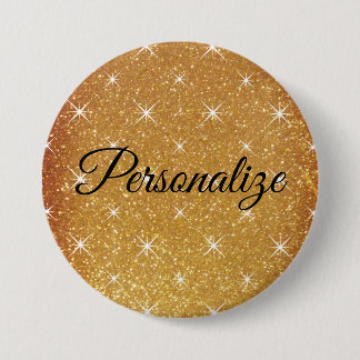 Ett glansknamn med stor pinback för guld glitter knapp