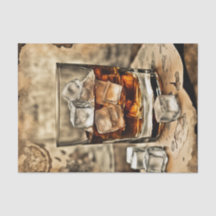Ett glas Bourbon Whiskey Decoupage Papper