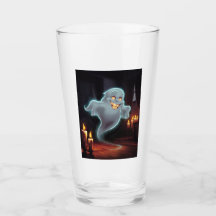 Ett glas med ett leende spöke.